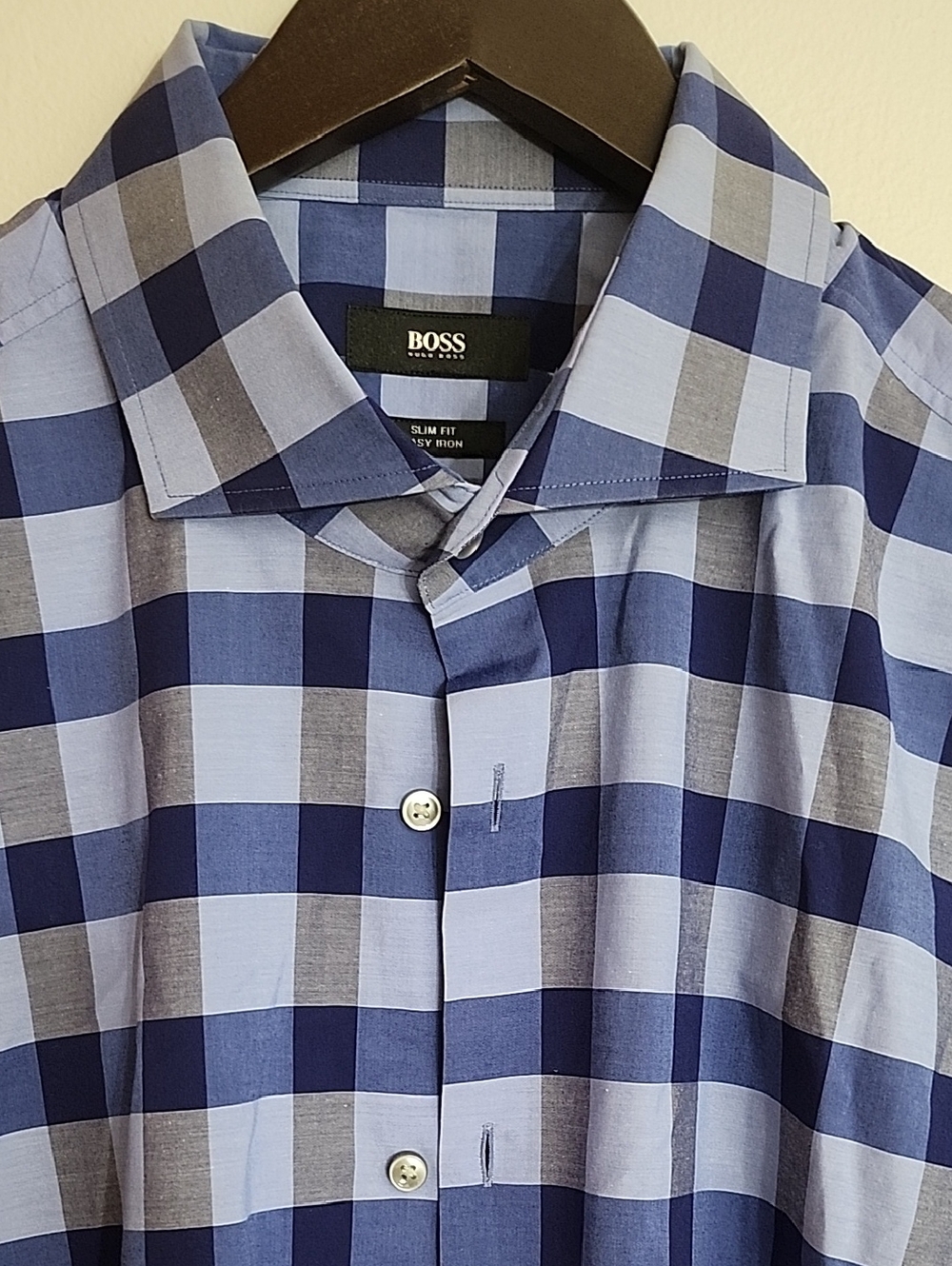 BOSS Hugo Boss Slim Fit Easy Iron Dress Shirt - Blue Gingham